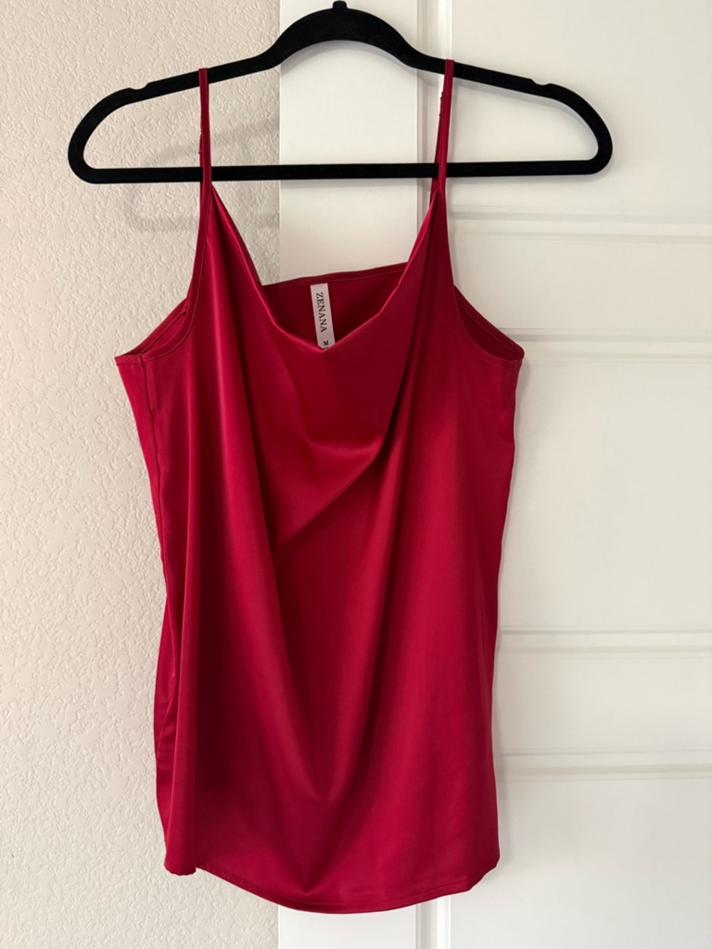 Zenana Outfitters Red Draped Cowl Neck Camisole